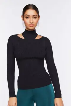 Forever 21 Forever 21 Ribbed Cutout Sweater Knit Top Black. 2 Forever 21 Forever 21 Ribbed Cutout Sweater Knit Top Black. 2