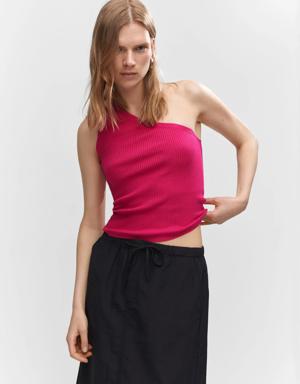 Asymmetrical-neck knitted top