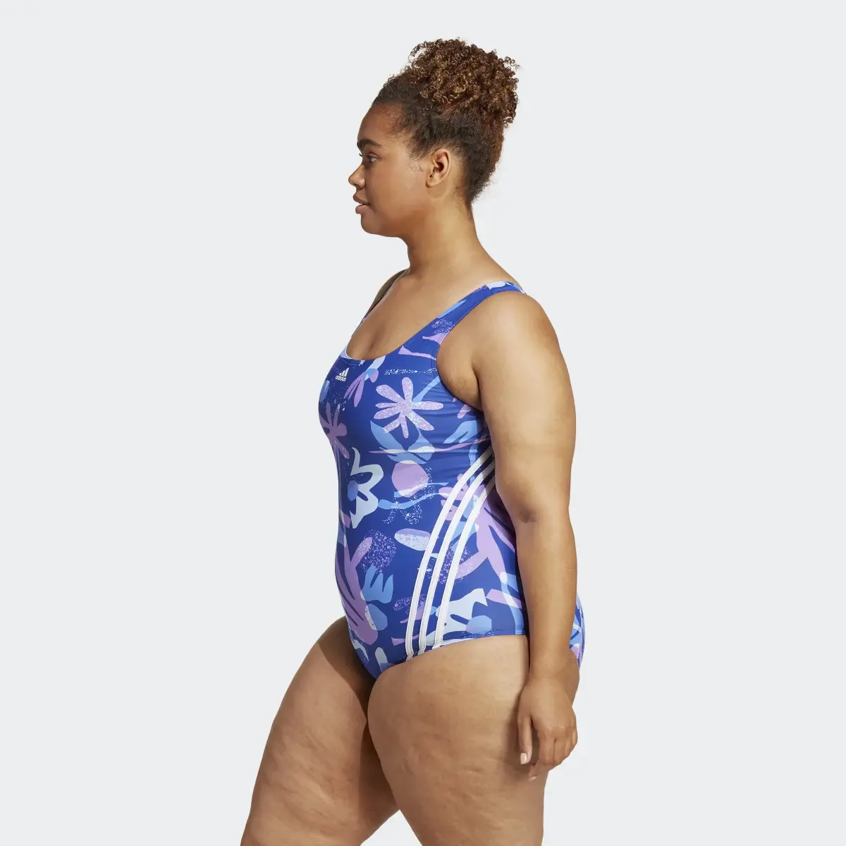 Adidas Floral 3-Stripes Swimsuit (Plus Size). 3