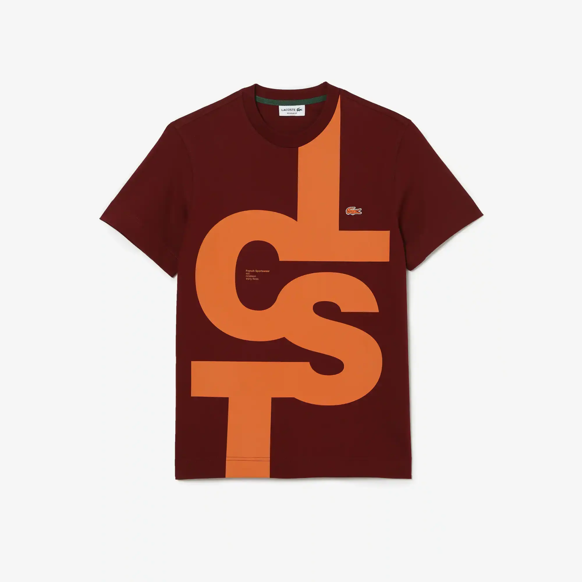 Lacoste Playera de algodón con letras de contraste de ajuste regular para hombre. 2