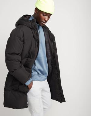 Oversized Down & Feathers Fill Hooded Parka Coat for Men black