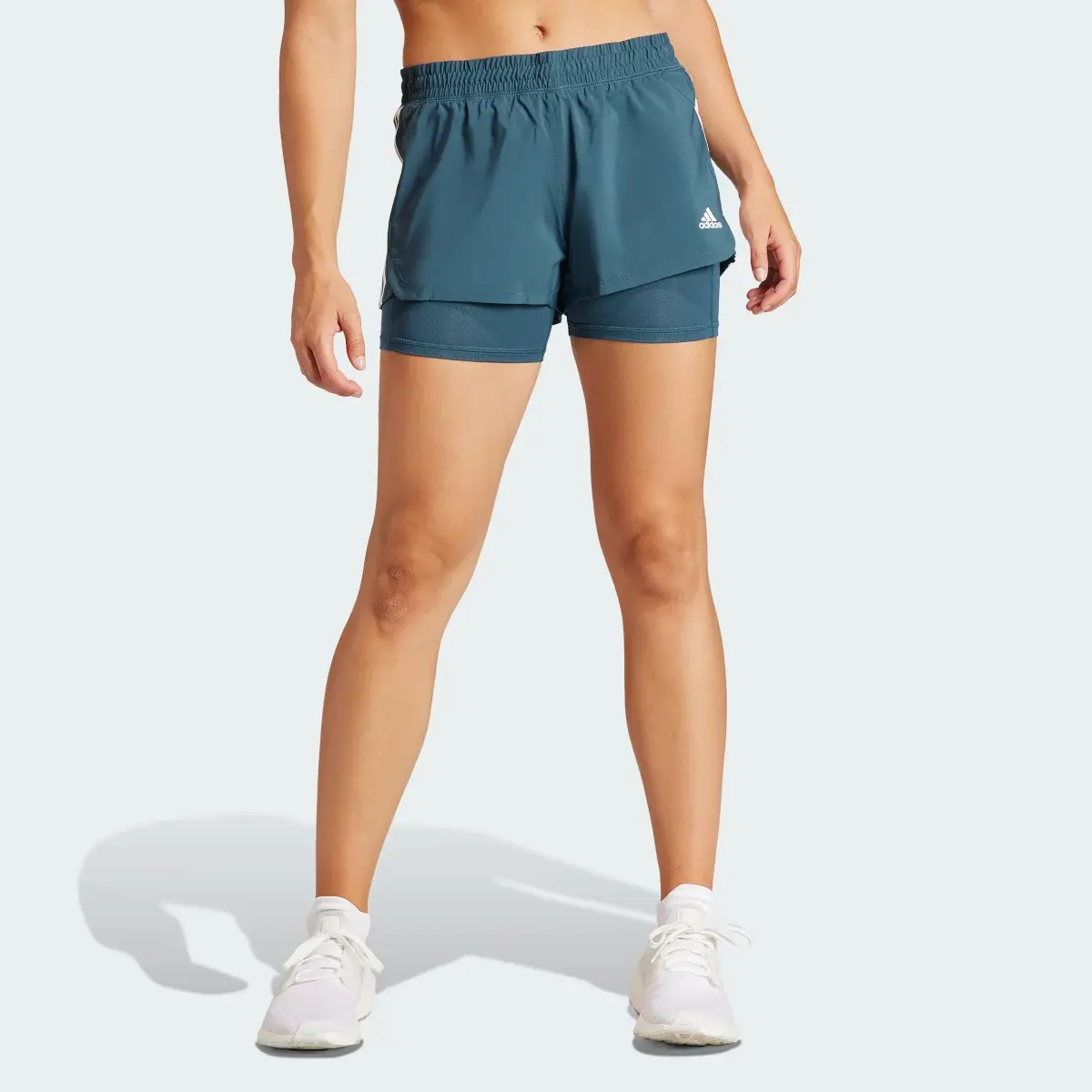 Adidas Pacer 3-Stripes Woven Two-in-One Shorts. 1