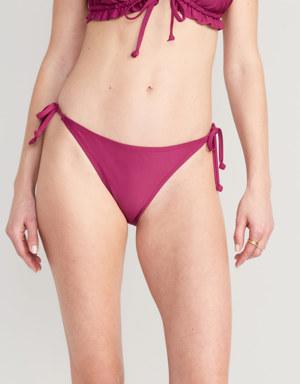 Low-Rise String Bikini Swim Bottoms for Women red