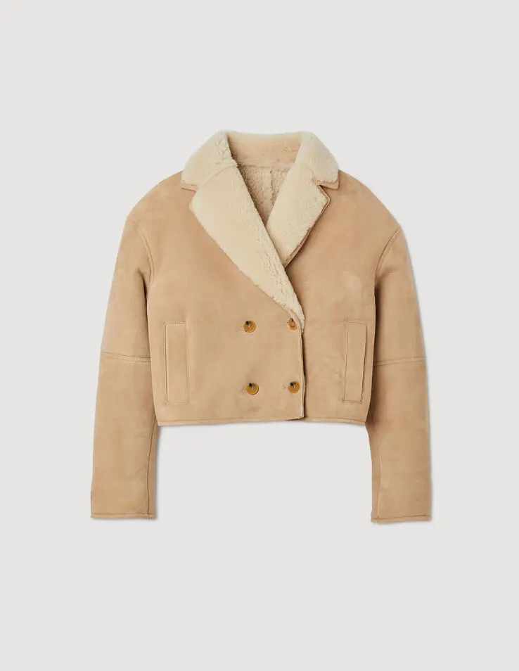 Sandro Cropped shearling jacket. 1