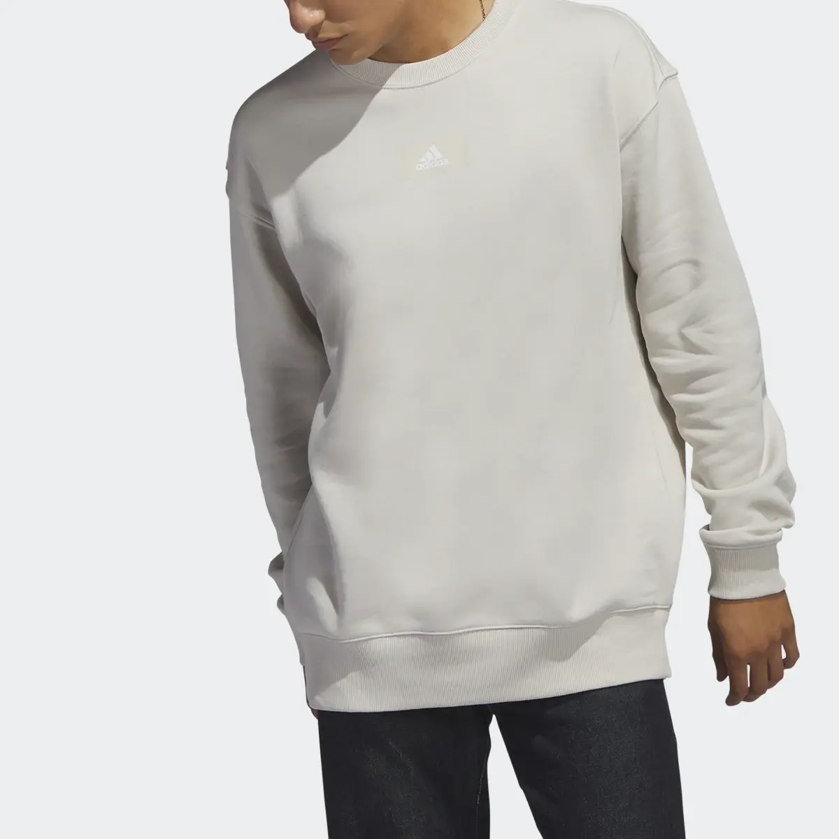 Adidas Essentials FeelVivid Cotton Fleece Drop Shoulder Sweatshirt. 1