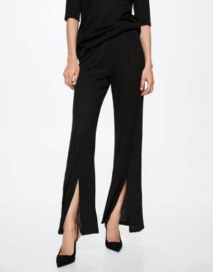 Ribbed side slit trousers