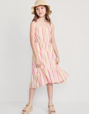 Fit & Flare Printed Halter Midi Dress for Girls pink