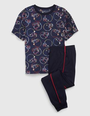 Kids Recycled Sports PJ Set blue