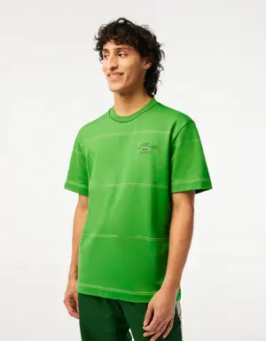 Lacoste T-shirt às riscas de algodão orgânico Lacoste para homem