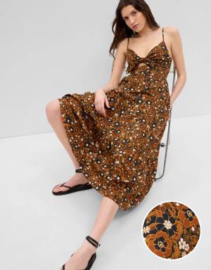 Tie-Front Cutout Maxi Dress brown