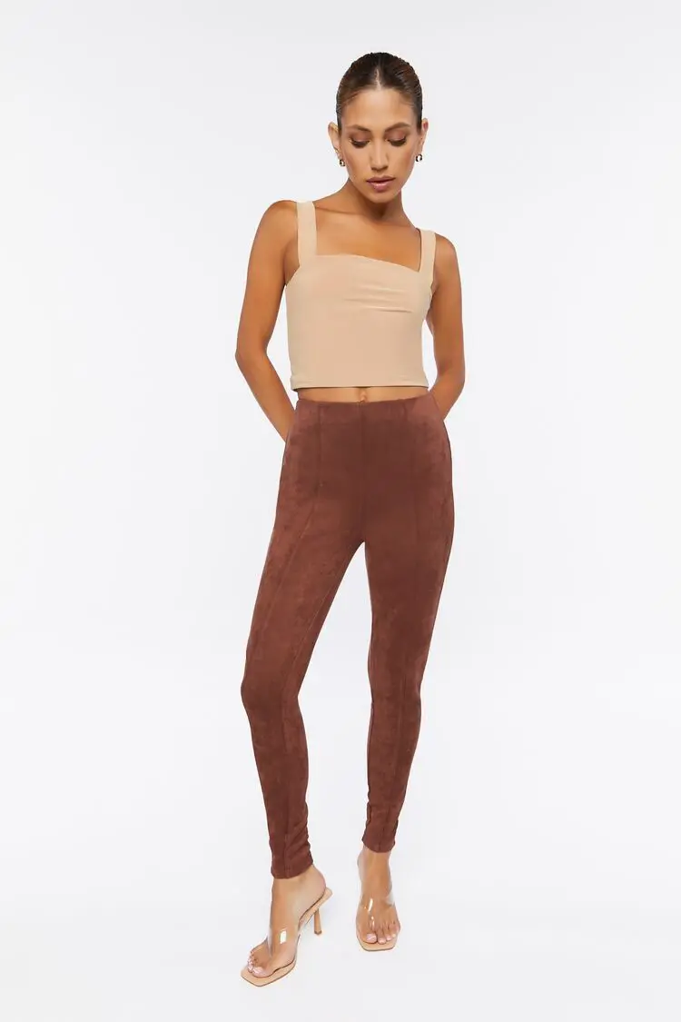 Forever 21 Forever 21 Faux Suede Ankle Pants Chocolate. 1