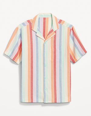 Matching Pride Gender-Neutral Linen-Blend Camp Shirt for Adults multi