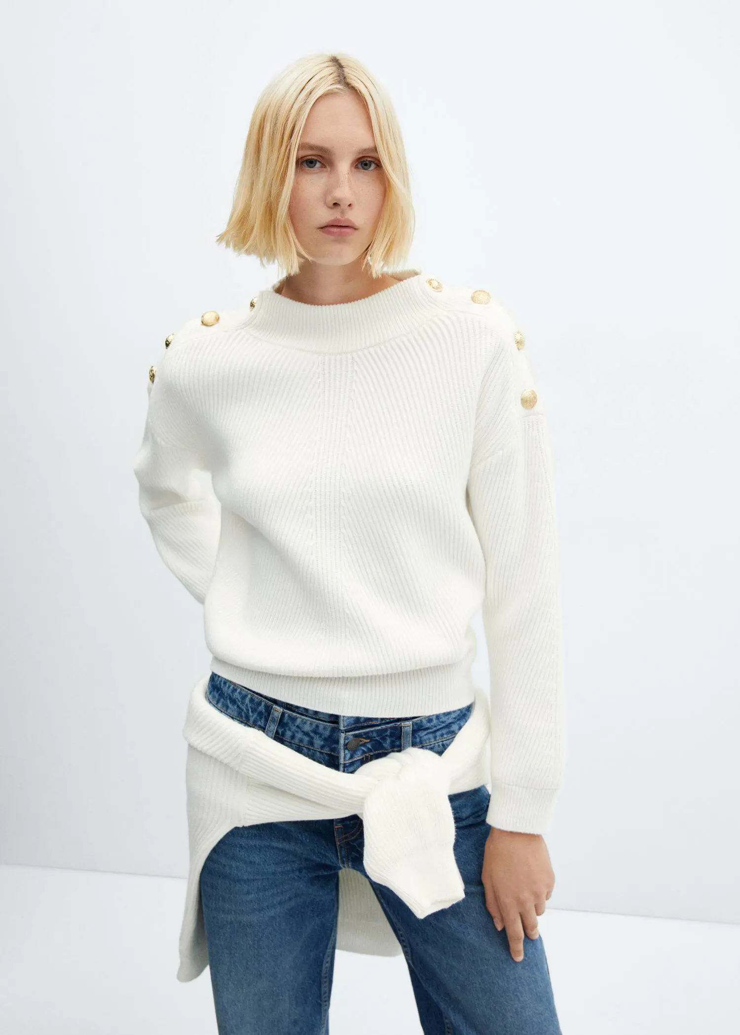 Mango Ribbed sweater with buttons. 2