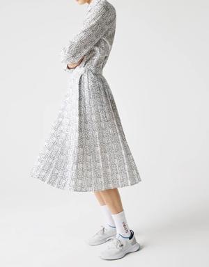 Women’s Patterned Flowy Mid-Length Pleated Skirt