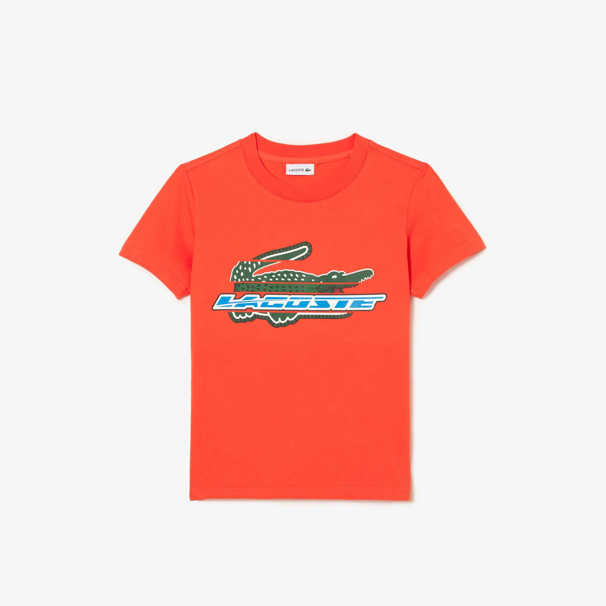 Lacoste Camiseta infantil de punto de algodón con estampado a contraste. 1