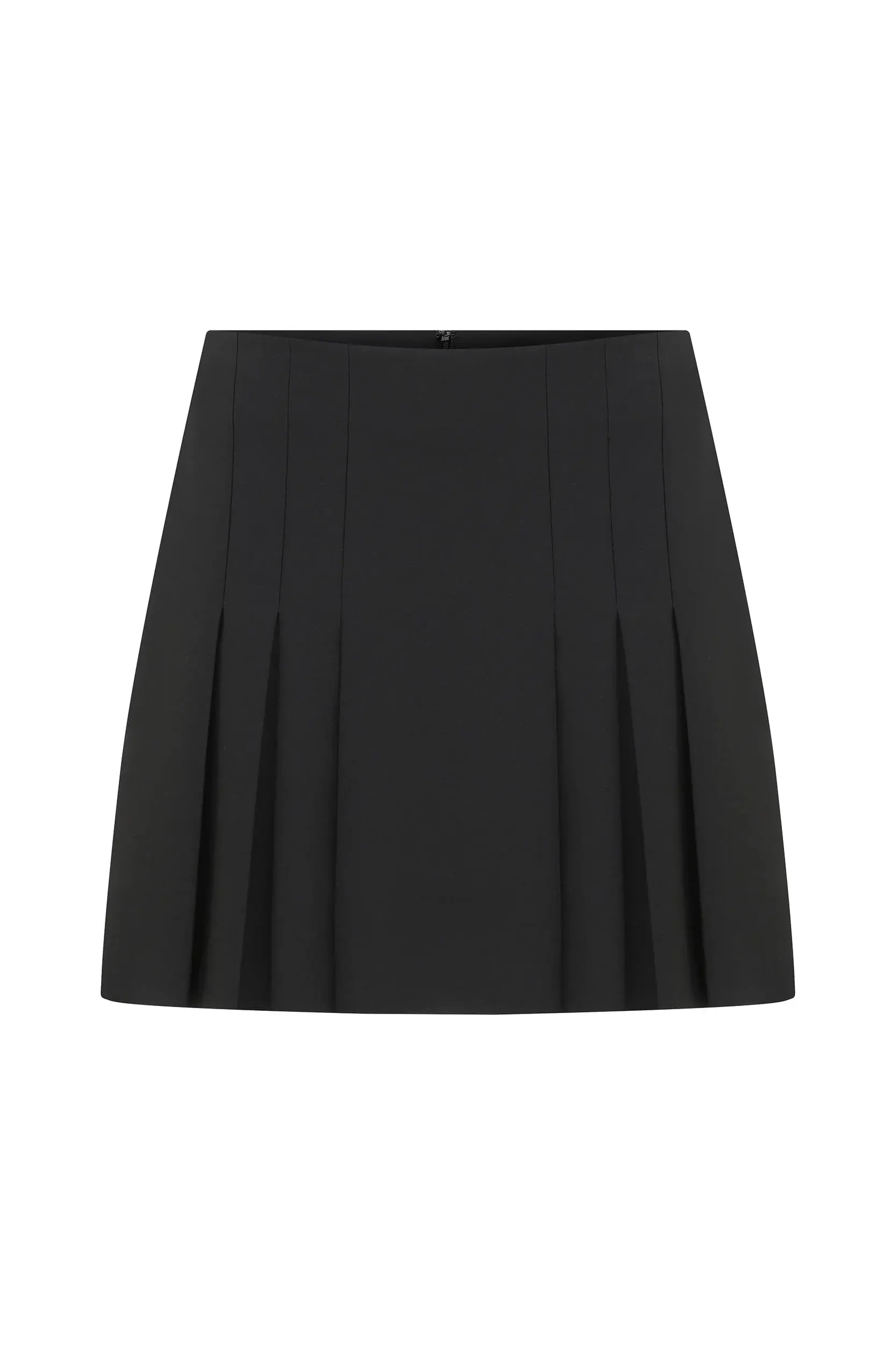 Roman Pleated Black Mini Skirt - 2 / Black. 1