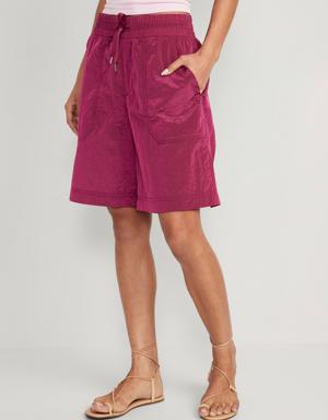 High-Waisted Bermuda Shorts -- 11-inch inseam pink