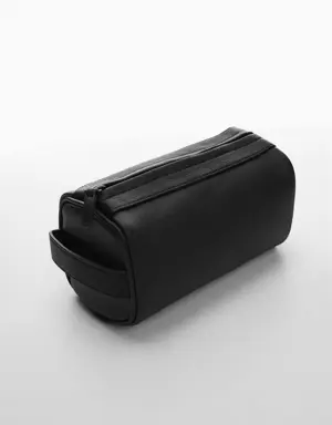 Embossed leather effect toiletry bag