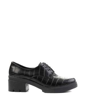 Siyah Kroko Kadın Oxford Ayakkabı M0538011011