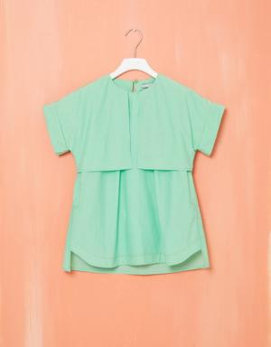 Mint Color Cotton Dress with Windbreaker