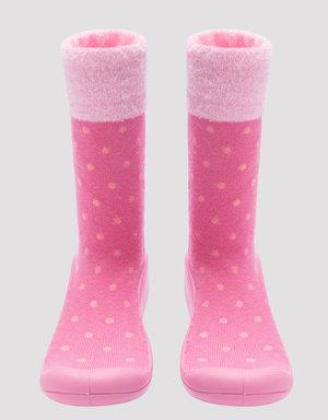 Pembe Kız Çocuk Puantiyeli Soket Çorap