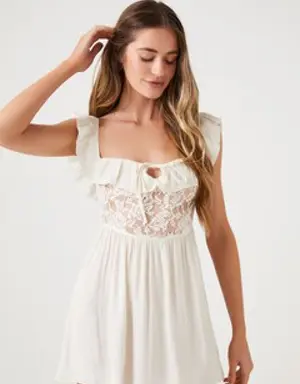 Forever 21 Lace Flounce Nightie Vanilla