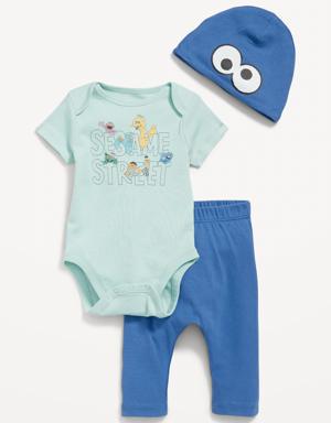 Unisex 3-Piece Sesame Street™ Bodysuit, Pants & Hat Layette Set for Baby blue