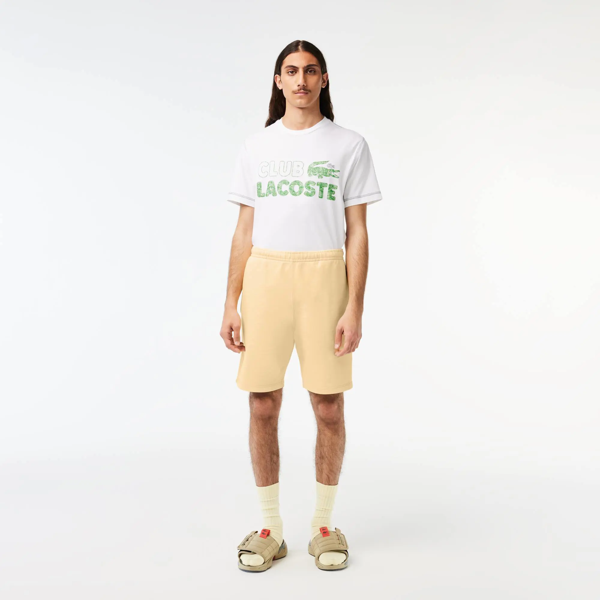 Lacoste Men’s Unbrushed Organic Cotton Fleece Shorts. 1