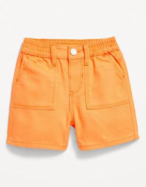 Old Navy Elasticized Waist Workwear Non-Stretch Pop-Color Jean Shorts for Toddler Girls orange