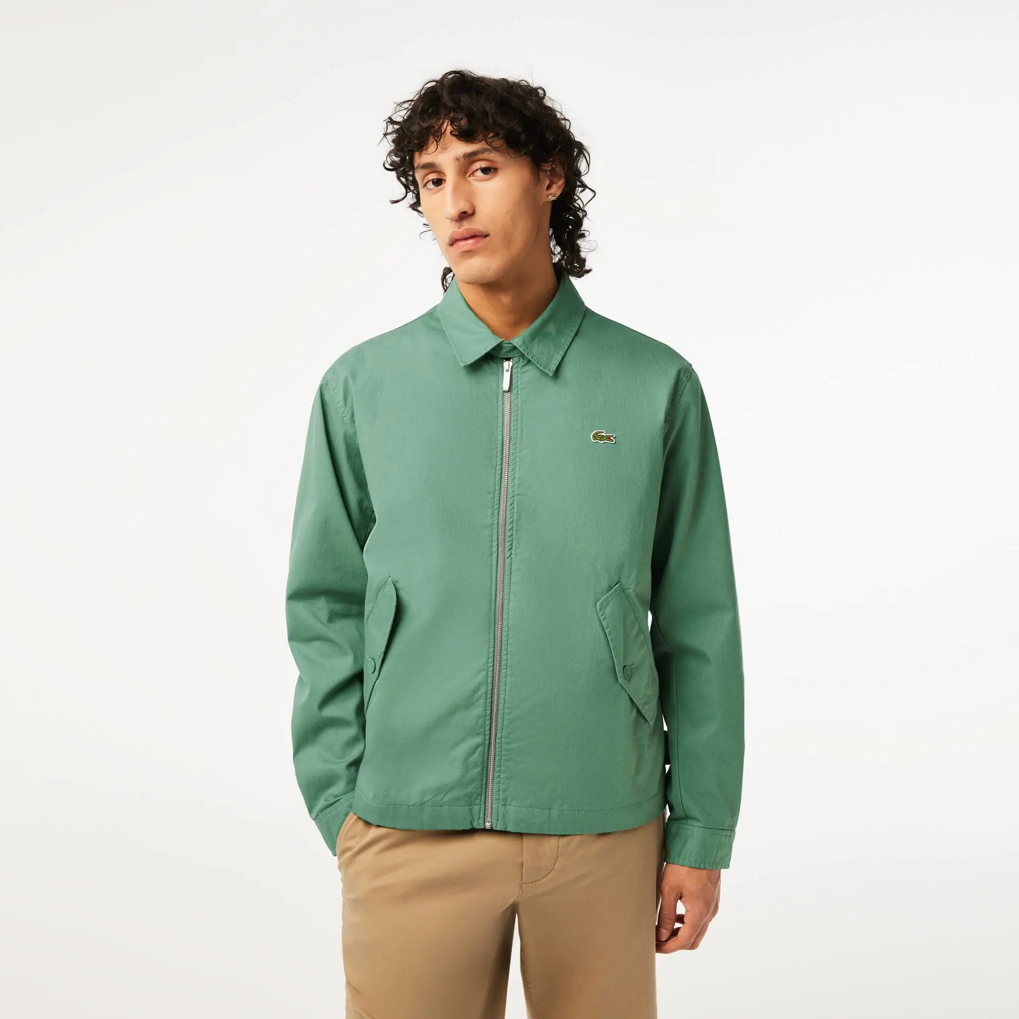 Lacoste Men's Short Zippered Organic Cotton Gabardine Jacket. 1