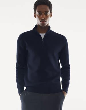 Breathable zipper-neck sweater