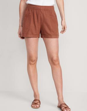 Old Navy High-Waisted Linen-Blend Utility Shorts for Women -- 3.5-inch inseam beige