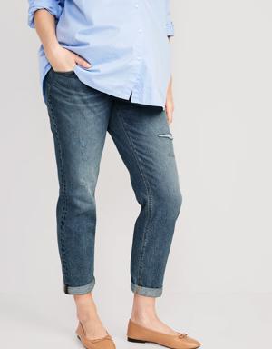 Maternity Full-Panel OG Loose Ripped Jeans purple