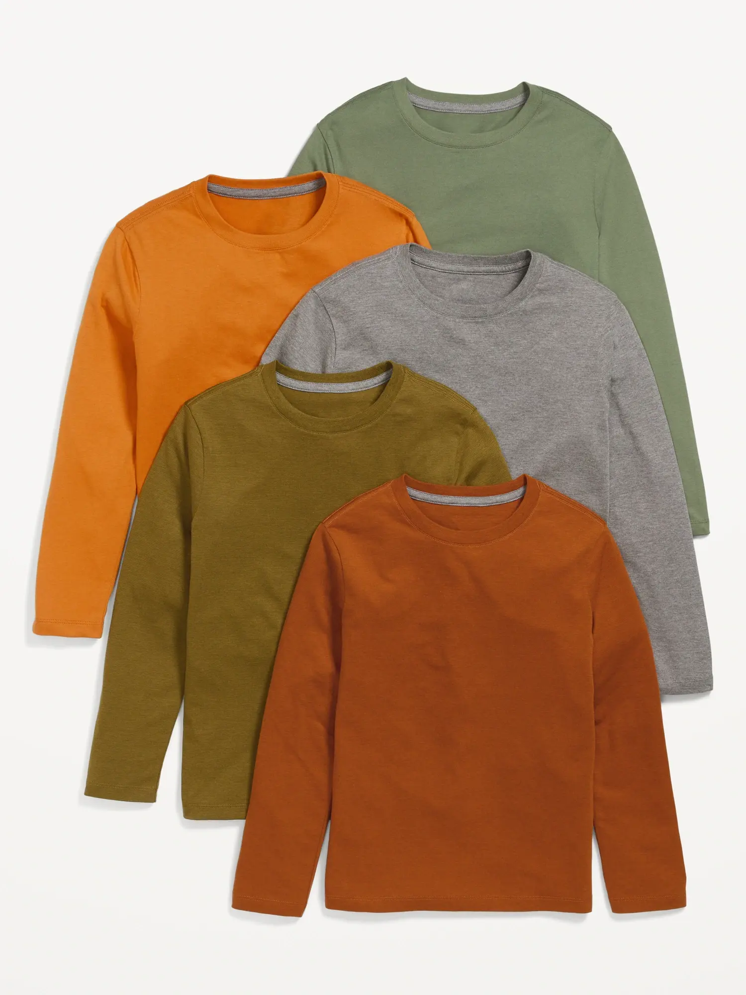 Old Navy Softest Long-Sleeve T-Shirt 5-Pack for Boys green. 1