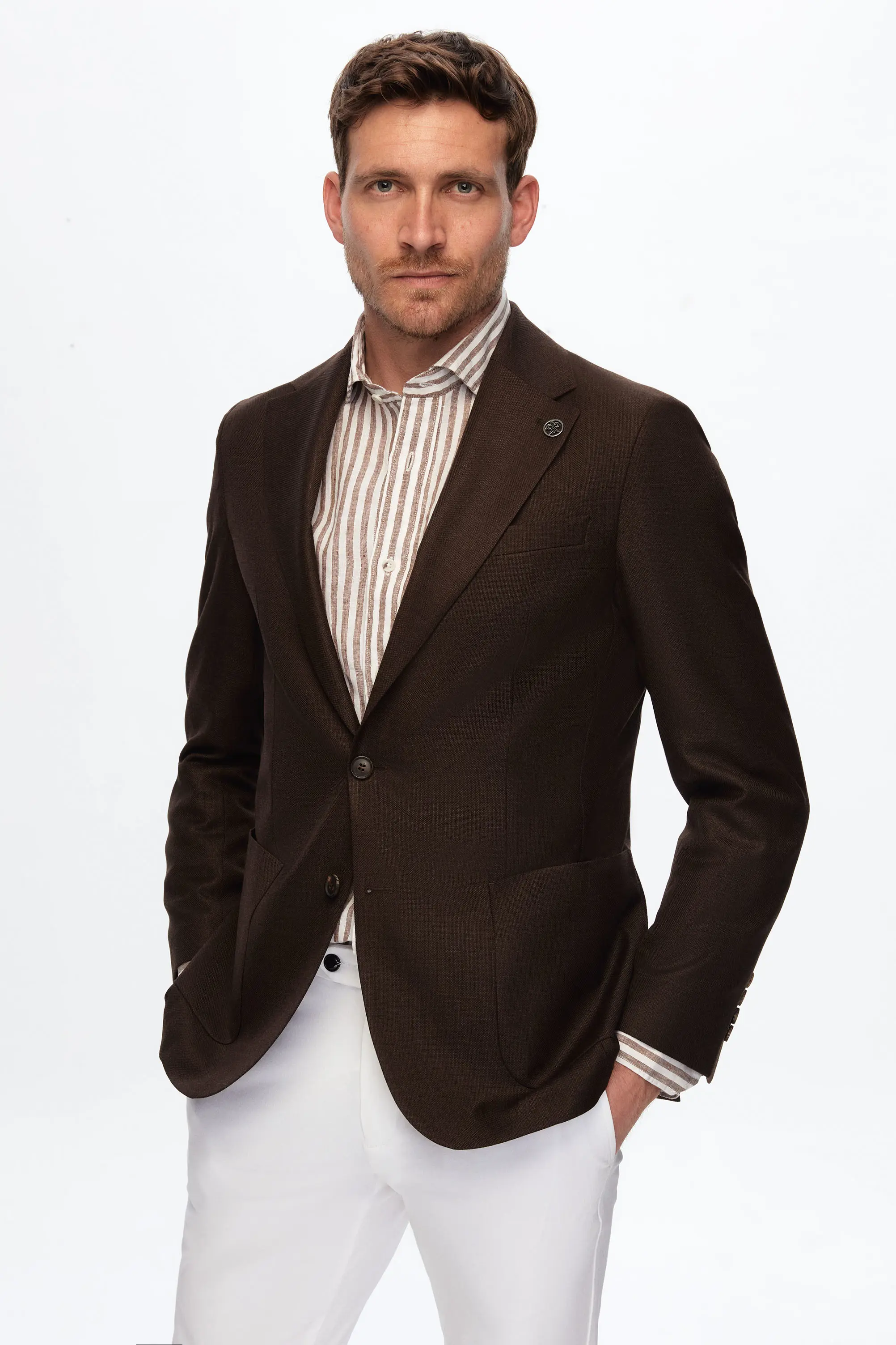 Damat Tween Damat Slim Fit Açık Kahverengi Dokulu Kumaş Ceket. 1
