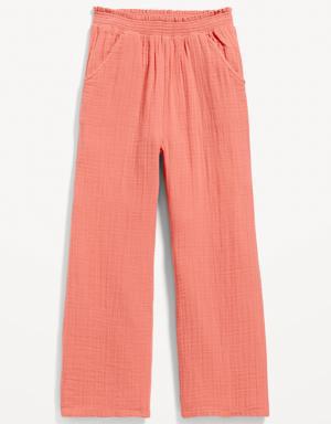 Flowy Smocked Double-Weave Pull-On Pants for Girls orange