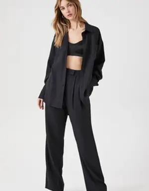 Forever 21 High Low Shirt &amp; Trouser Pants Set Black