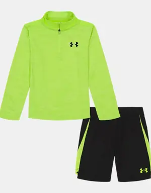 Boys' UA Woven-Knit ¼ Zip & Shorts Set