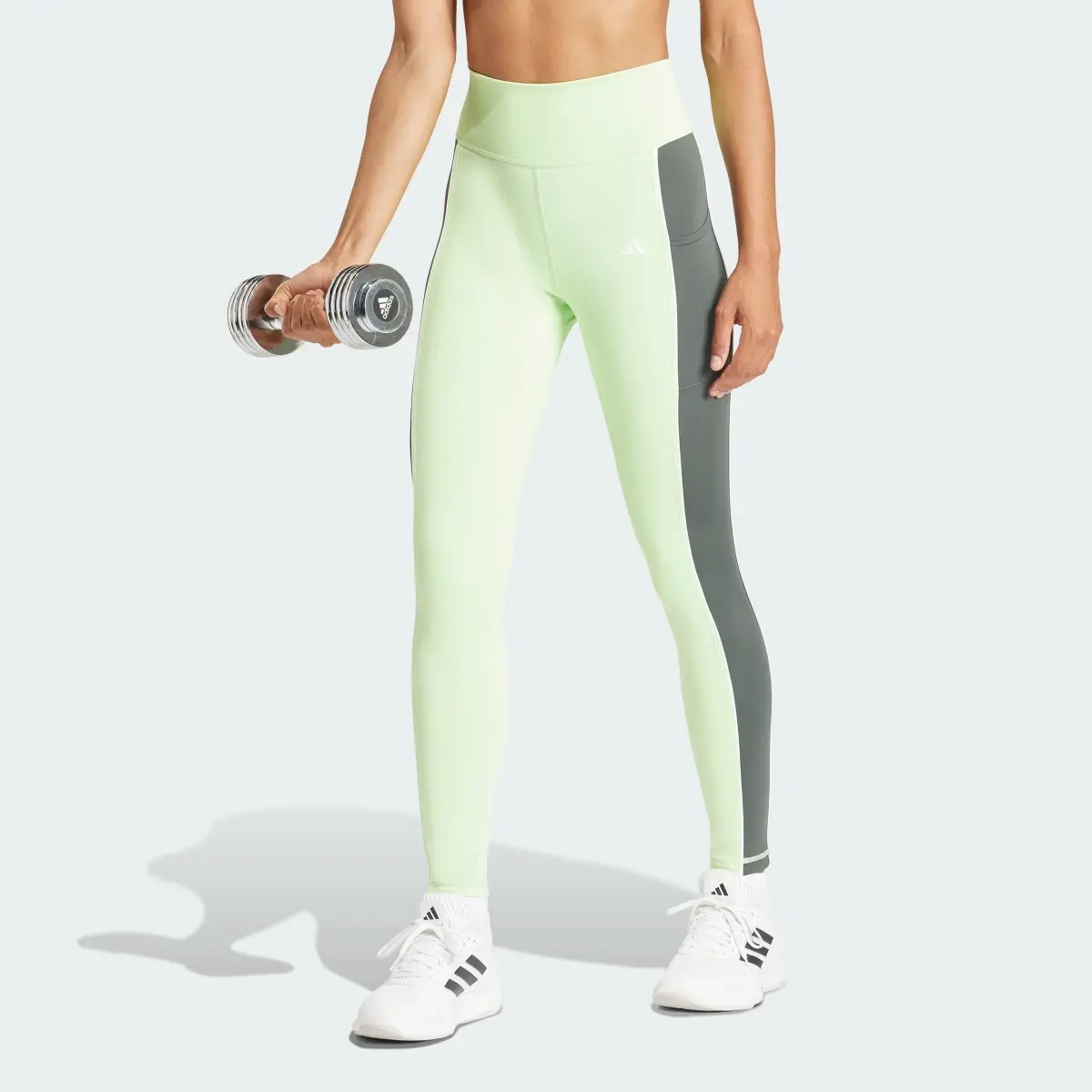 Adidas Optime High Rise Color Block 7/8 Leggings. 1