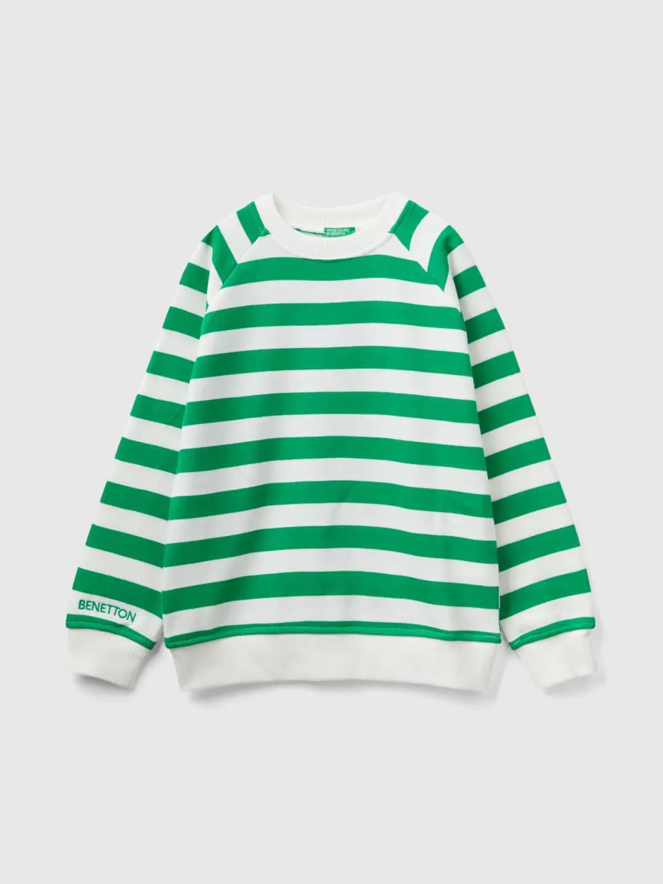 Benetton green and white striped sweatshirt. 1