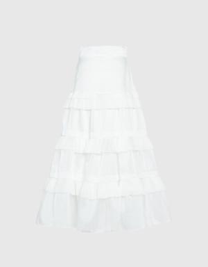 Pleated Ecru Midi Skirt