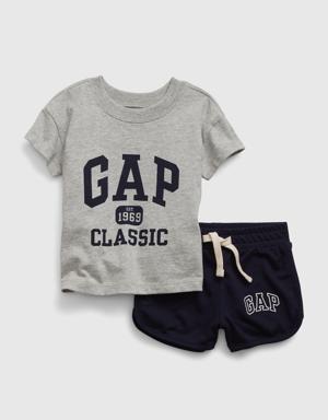 Baby Gap Logo T-Shirt & Shorts Outfit Set gray