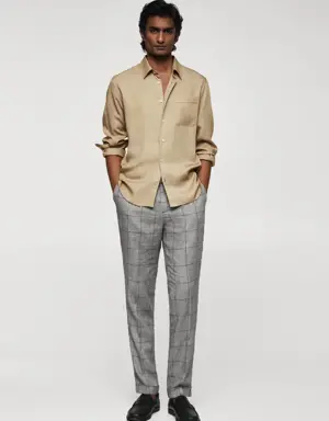 Prince of Wales linen-blend trousers