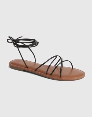 Strappy Lace-Up Sandals black
