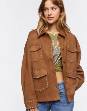 Forever 21 Faux Suede Studded Shacket Brown