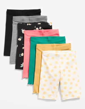 Jersey-Knit Biker Shorts Variety 7-Pack for Girls yellow