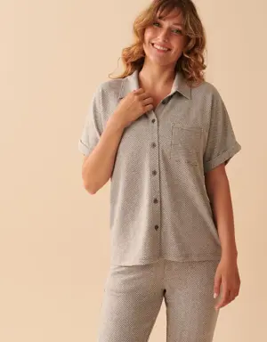 Soft Knit Button-down Short Sleeve Shirt