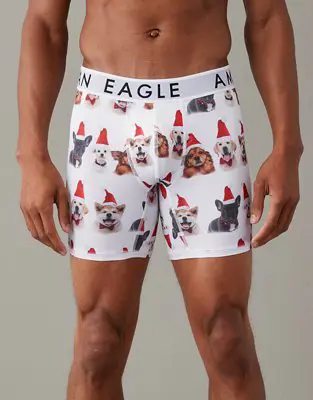 American Eagle O Christmas Dogs 6" Flex Boxer Brief. 1