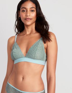 Old Navy V-Neck Lace Triangle Bralette Top for Women blue