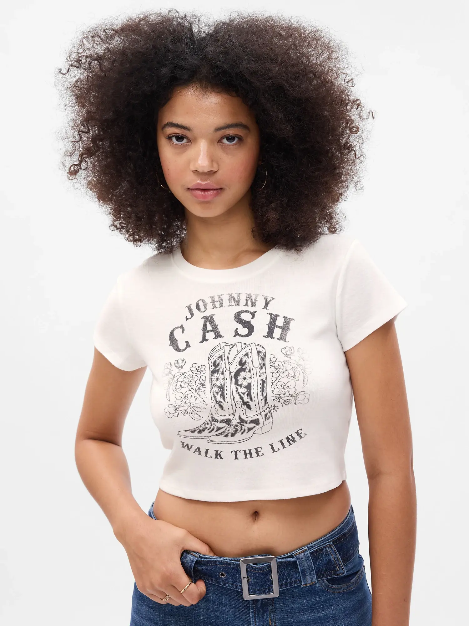 Gap PROJECT GAP Cropped Graphic T-Shirt white. 1